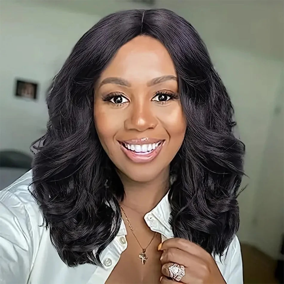 Ihomed Glueless Body Wave Short Bob Human Hair Wigs for Women 13x4 HD Transparent Lace Frontal Wig Unice Peruvain Remy Hair Closure Wig