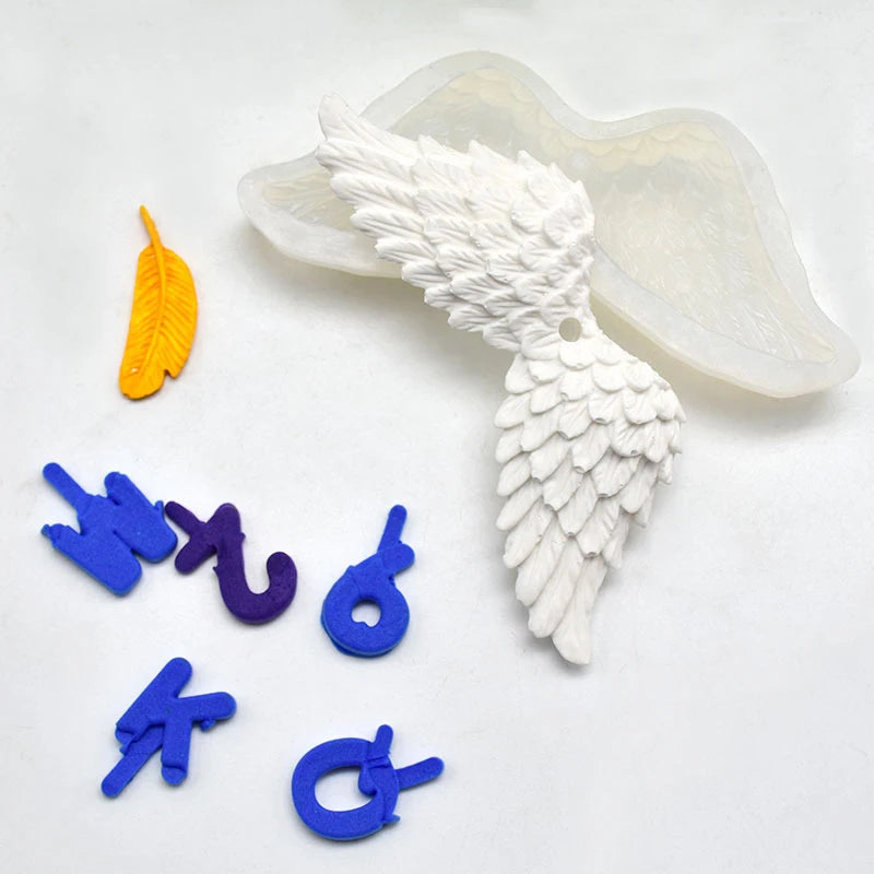 Ihomed 1PC Angel Wing Silicone Mold Necklace Pendant Resin Mould DIY Craft Cake Mold Baking Tools Cake Decorating Tools Cupcake Molds