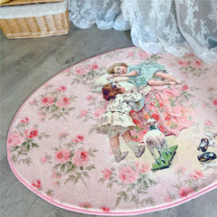 Ihomed Retro Plush Carpet Girl Cute Non-Slip Soft Tassel Floor Mat Home Decor Livingroom Rugs  Pastoral Comfor Bedroom Bedside Carpet