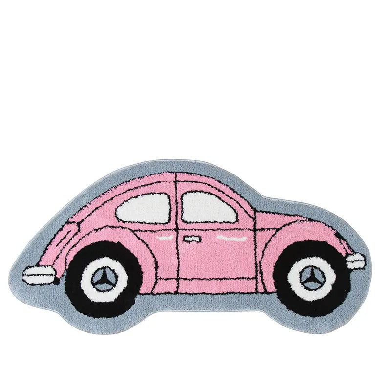 Ihomed Irregular Cartoon Cute Car Pattern Rugs Decor Kids Room Bedside Rug Soft High-Quality Flocking 50x100cm Carpet Floor Mat