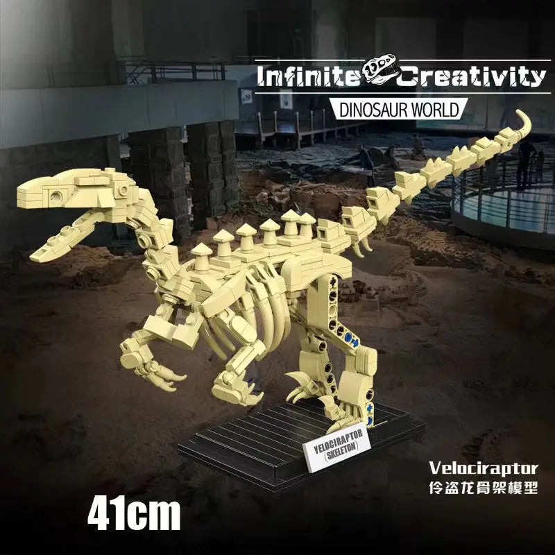 Ihomed DIY Jurassic Dinosaur World Park Series T-rex Triceratops Skeleton Ornament Building Blocks Fossil Bricks Figure Toys Kids Gifts