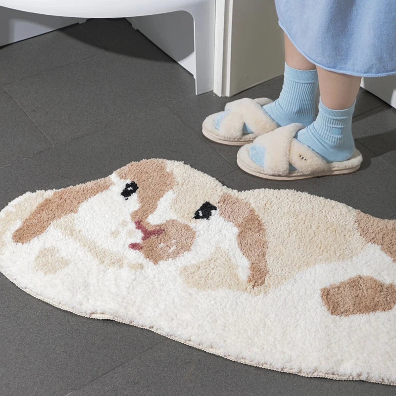 Ihomed Cute Rabbit Rug Tufting Bedroom New Year Carpet Bathroom Bathmat Foot Pad Bath Mat Doormat Aesthetic Home Kids Room Warm Decor