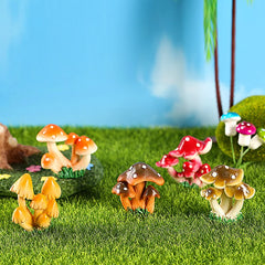 Ihomed Simulation Mushroom Miniatures Fairy Garden Moss Terrarium Resin Crafts Decorations Garden Artificial Bonsai Landscape Ornaments