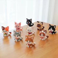 Ihomed DIY Cute Cat Meow Series Tiny Particle Orange Cat Building Blocks Ragdoll Silver Gradient Cow Building Block Toy