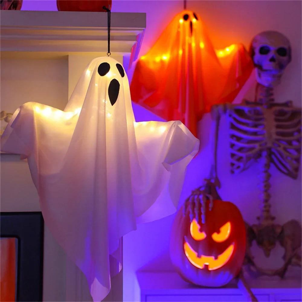 Ihomed Halloween LED Glow Ghost Lights for Home Indoor Outdoor Hanging Decoration Haunted House Horror Props Bar Supplies 2024 New