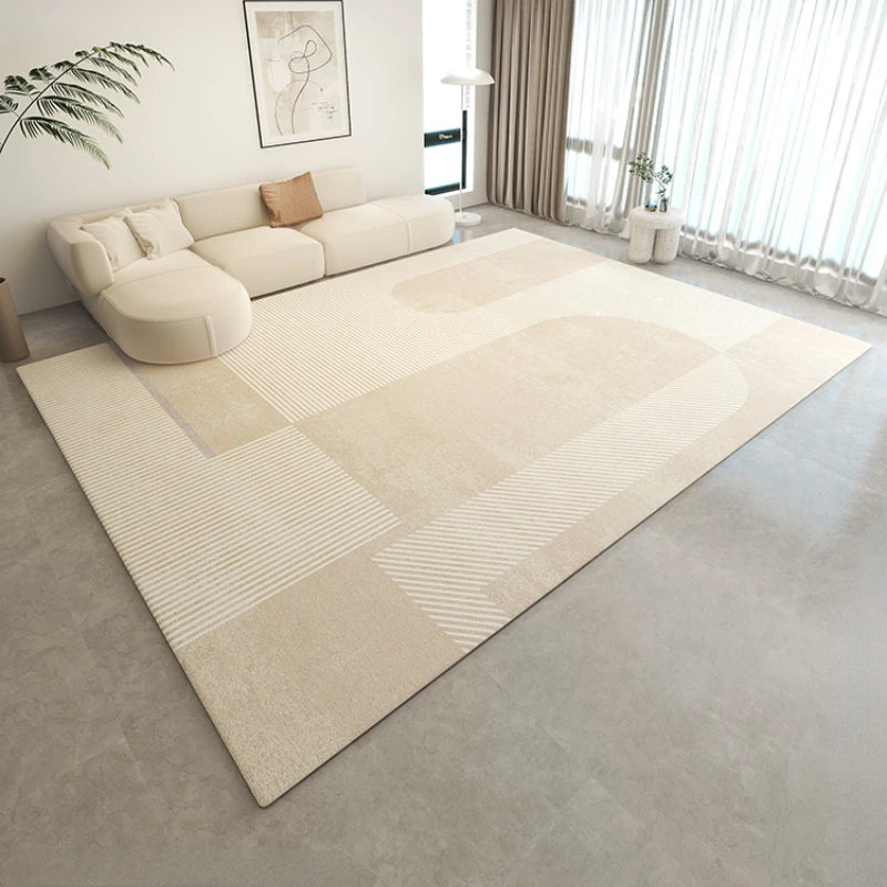 Ihomed Beige Striped Minimalist Rug Comfortable Large Area Living Room Rugs Refreshing Bedroom Carpet Luxury Home Balcony Carpets Tapis