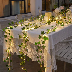 Ihomed Flower Green Leaf String Lights Artificial Vine Fairy Lights Battery Powered Christmas Tree Garland Light for Weeding Home Decor