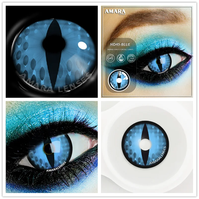 Ihomed Cosplay Color Contact Lenses 1Pair Anime Halloween Makeup Blue Colorful Contact Lens For Eyes Colored Yearly Contacts