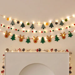 Ihomed DIY Handmade LED String Light Decorated Merry Christmas Holiday Hanging Home Room Background Pull Flag Banner Christmas Pendant