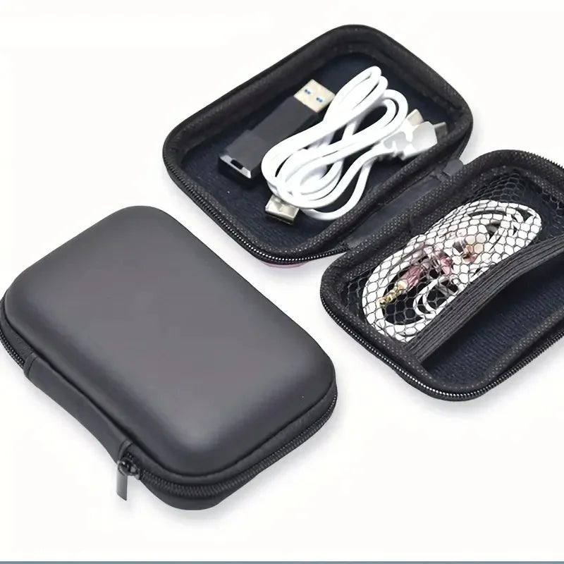 Ihomed 1pc Portable Waterproof Headphone Storage Bag, Data Cable Packing Cube, EVA Protective Case For Travel