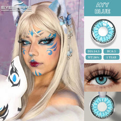 Ihomed Halloween Colored Contact Lenses for Cosplay Party Crazy Lenses Blue Contact Red Eyes Lenses 1Pair Yearly Color Lens