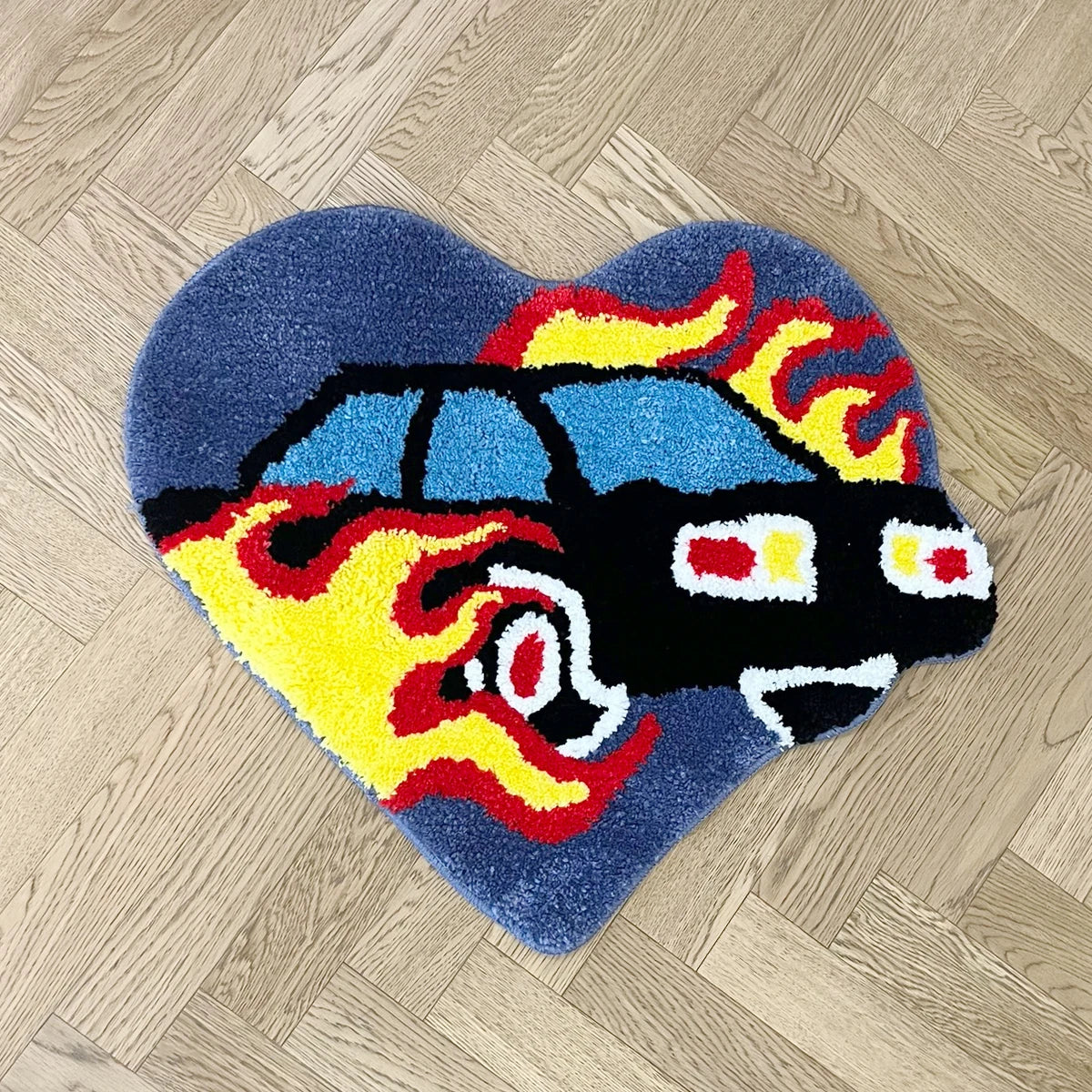 Ihomed Handsome Flame Car Flocking Rug Washable Fluffy Geometric Living Area Kitchen Carpet Pad Anti-slip Rug Home Room Tidy Doormat