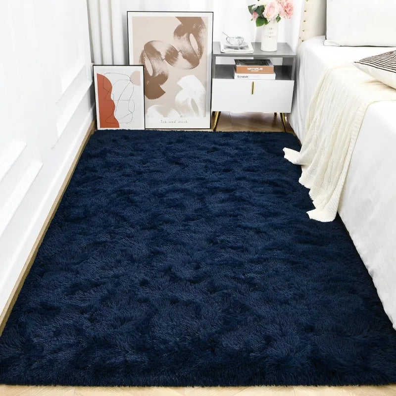 Ihomed Super Soft Area Rugs for Bedroom Living Room, Dark Green Fluffy Rug Carpets for Girls Kids Room, Shaggy Fuzzy Indoor