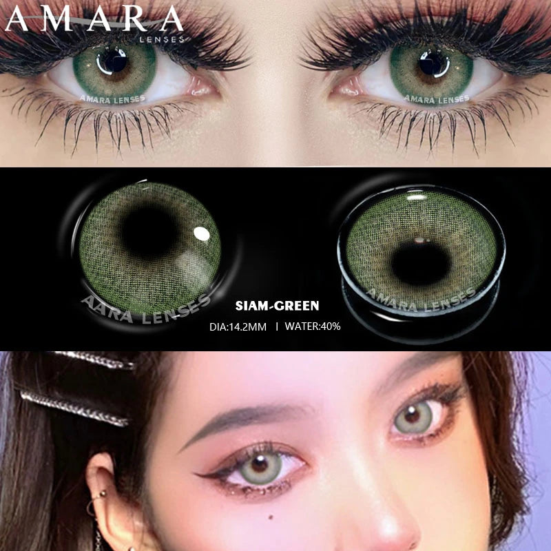 Ihomed 2pcs Color Contact Lens Contact Color Lens Eyes Lenses for Eyes  GREEN Color Lens with Contact Case