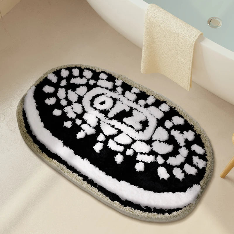 Ihomed Tufting Cookies Bathmat Soft Fluffy Cartoon Biscuit Bathroom Tub Side Carpet Pad Anti-slip Rug Home Kids Room Nursery Decor