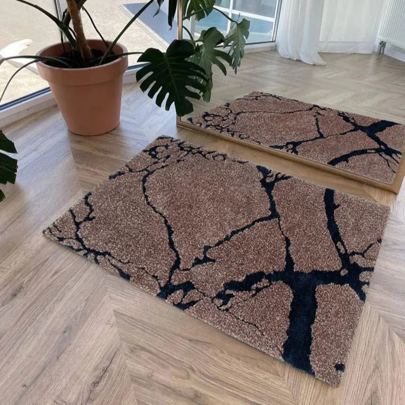 Ihomed Leopard Zebra Toilet Door Mat Tufted Rug Cute Flocking Carpet Marble Texture Floor Pad Anti Slip Doormat Aesthetic Home