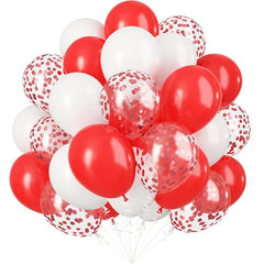 Ihomed 62pcs 12inch Red White Confetti Latex Balloons Birthday Wedding Party Decorations Kids Adult Boy Girl Anniversary Decor Supplies