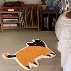 Ihomed Kawaii Tufting Cat Bathroom Mat Soft Cartoon Kids Room Pad Living Area Carpet Anti-slip Hallway Rug Home Nursery Decor 53x70cm