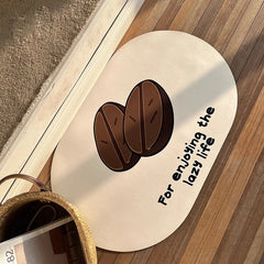 Ihomed Printing Coffee Bean Bathroom Mat Cuttable Rubber Bathmat Soft Bedroom Carpet Area Floor Pad Doormat Aesthetic Home Decor