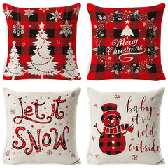 Ihomed Linen Christmas Cushion Cover 40X40 Cojines Decorativos Para Sofa Holiday Square Throw Pillowcase Christmas Decorative 2024