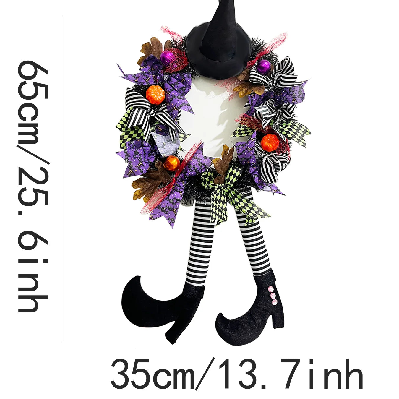 Ihomed Halloween Wreath Long Legged Witch Wall Hanging Front Door Decorative Indoor Outdoor Decoration Pendant