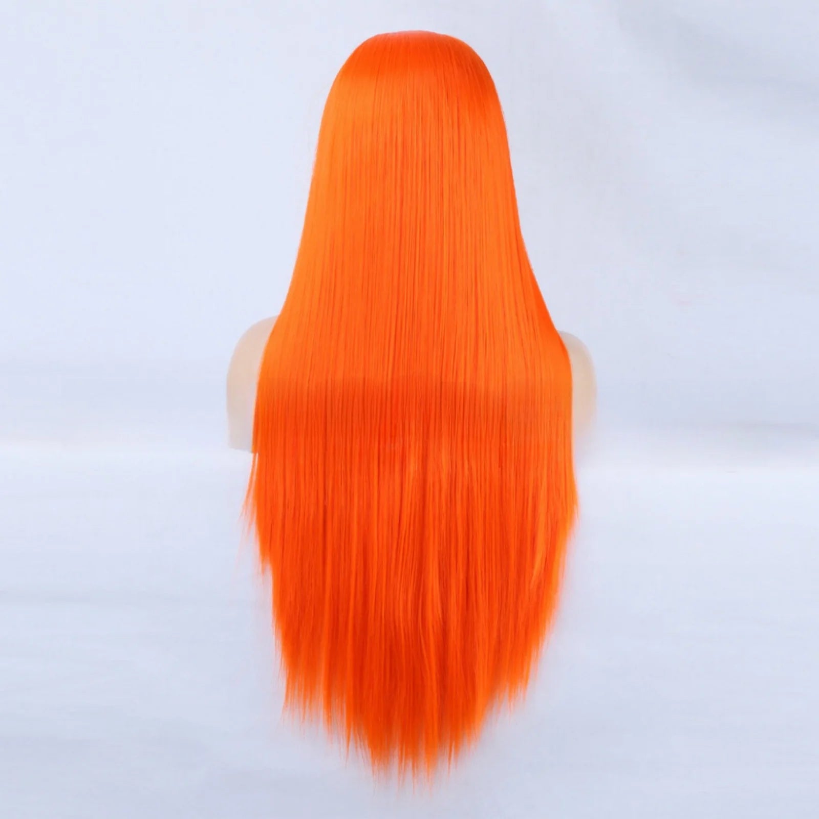 Ihomed Orange Wig Straight Synthetic Lace Front Wig Glueless Wigs for Women Party Cosplay Ready to Wear Bright Neon Hair Lace Frontal