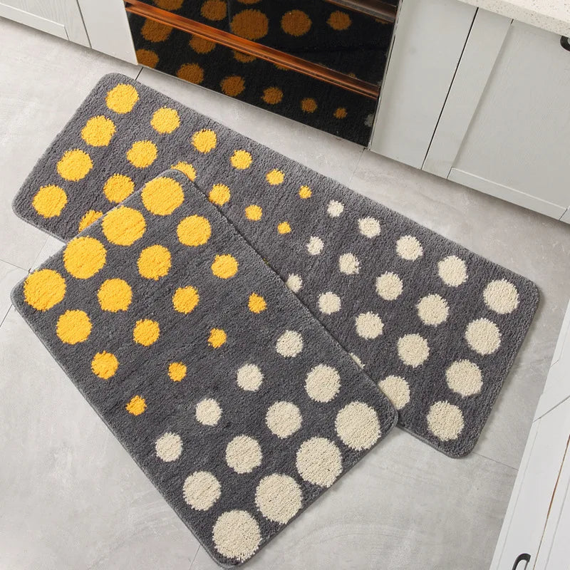 Ihomed Chic Dots Tufting Bathroom Mat Soft Geometric Bedroom Rug Door Pad Living Area Long Carpet Anti-slip Hallway Home Room Decor