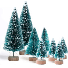 Ihomed Artificial Mini Wooden Christmas Tree Blue Green White Gold Tower Pine Small Sisal Christmas Tree Tabletop Ornament Decor