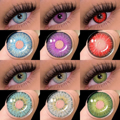 Ihomed Halloween 1pair Color Contact Lenses for Eyes Cosplay Blue Red Crazy Style Contacts Yearly Colored Beauty Makeup Lens