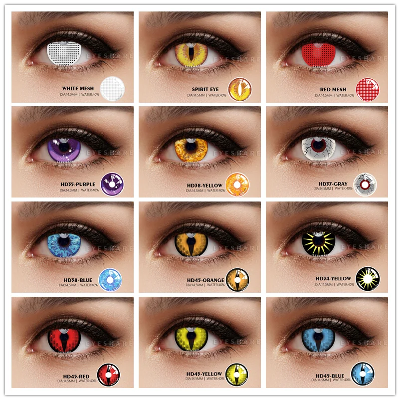 Ihomed LENSES 1Pair Halloween Cosplay Color Contact Lenses Eye Anime Lenses Color Contact Lenses Eye Color Lenses