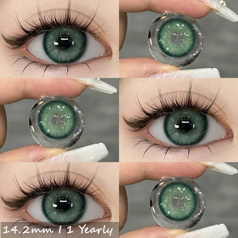 Ihomed New Colored Contacts Lenses for Eyes Blue Contact Lenses Brown Eyes Contact Lenses Yearly Gray EyeContact Lens 14.2mm