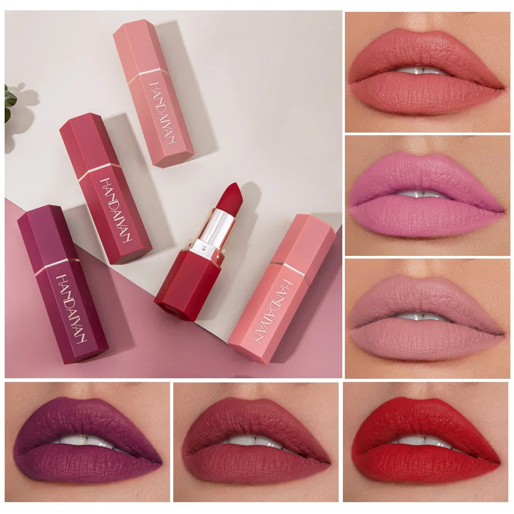 Ihomed Nude Matte Lipstick Velvet Lipsticks Waterproof Long Lasting Non-stick Cup Lip Stick Not Fading Sexy Red Pink Makeup Cosmetics