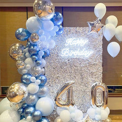 Ihomed 42pcs Blue Confetti Latex Balloons Birthday Party Decorations Adult Kids Boy Baby Shower Wedding Anniversary Globos Supplies