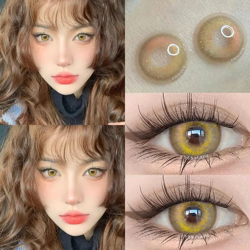 Ihomed New Lense 1 Pair Color Contact Lenses with Natural Eye Contact Lenses Blue Brown Green Lenses Pupils Beauty Color Lens