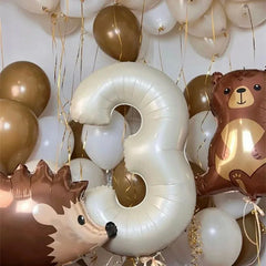 Ihomed 21pcs 32inch Number Bear Hedgehog Foil Balloons Birthday Party Decorations Kids Girl Boy 1 2 3 4 5 6 7 8 9 Year Old Supplies