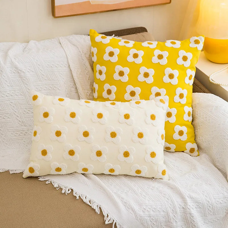 Ihomed Flower Jacquard Embroidery Pillow Cover 45X45 Cojines Decorativos Para Sofa Pillow Case Yellow Bohemia Decorations Pillowcases