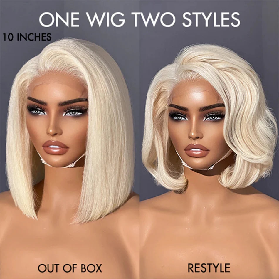 Ihomed Short Cut 613 Bob Wig Pre Plucked Bone Straight Blonde 613 Hd Lace Frontal Wigs 13x4 HD Lace Front Human Hair Wigs Glueless Wig