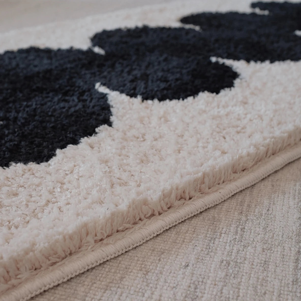 Ihomed Black White Tufting Bedside Rug Soft Geometric Bathmat Bedroom Carpet Cloakroom Mat Floor Pad Tidy Aesthetic Home Decor