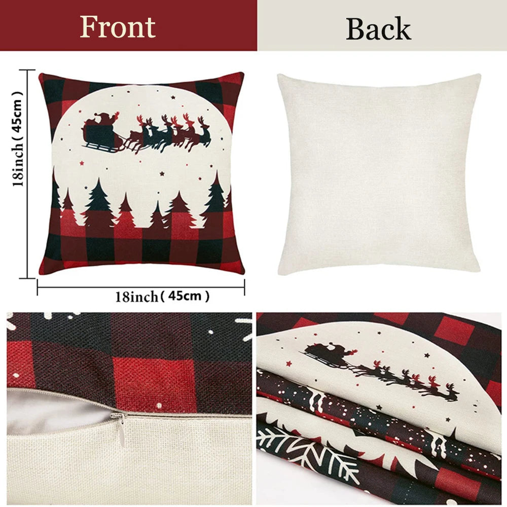 Ihomed Linen Christmas Cushion Cover 40X40 Cojines Decorativos Para Sofa Holiday Square Throw Pillowcase Christmas Decorative 2024