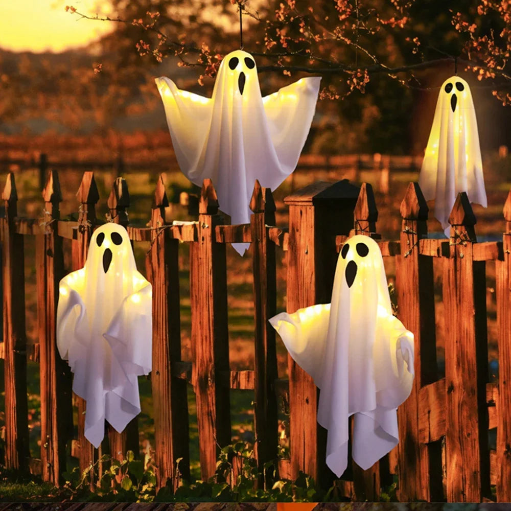 Ihomed Halloween LED Glow Ghost Lights for Home Indoor Outdoor Hanging Decoration Haunted House Horror Props Bar Supplies 2024 New