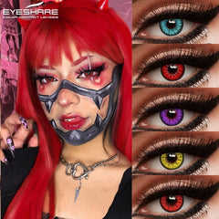 Ihomed Halloween Colored Contact Lenses for Cosplay Party Crazy Lenses Blue Contact Red Eyes Lenses 1Pair Yearly Color Lens