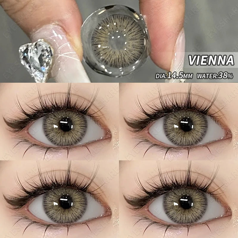 Ihomed 2pcs NEW Color Contact Lenses for Eyes Gray Contact Lens Yearly Fashion Blue Contact Lens Colored Eye Contacts Eye Makeup