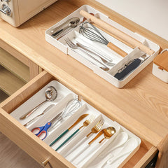 Ihomed Japanese Drawer Divider Storage Box Retractable Kitchen Cutlery Divider Box Multifunctional Stationery Clutter Organizer Box