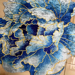 Ihomed 3D Golden Diamond Velvet Irregular Flower Carpet Living Room Decoration Balcony Bedroom Mat Bedroom Bedside Rug Room Decor