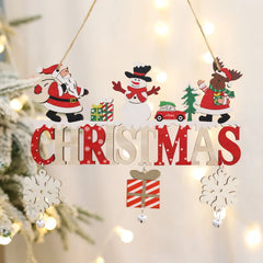 Ihomed Wooden Christmas Pendants Door Wall Xmas Decor Christmas Tree Hanging Ornaments Happy New Year 2025 Naviidad Decor For Home