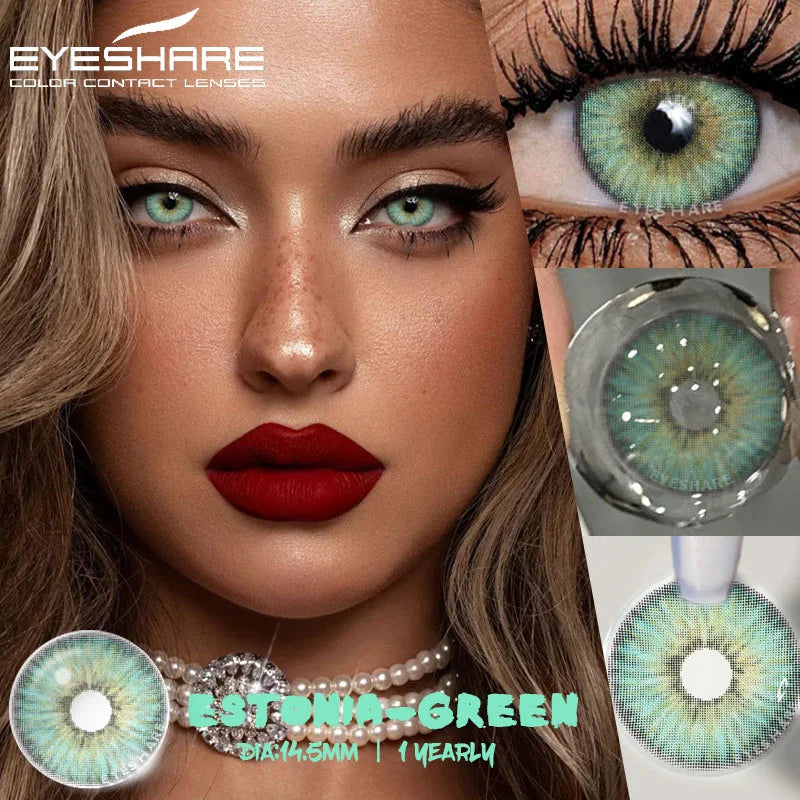 Ihomed 1Pair Fashion Colored Contact Lenses New Gray Lenses Blue Eye Contacts Cosmetic Green Eye Lenses Yearly Color Eye Lens