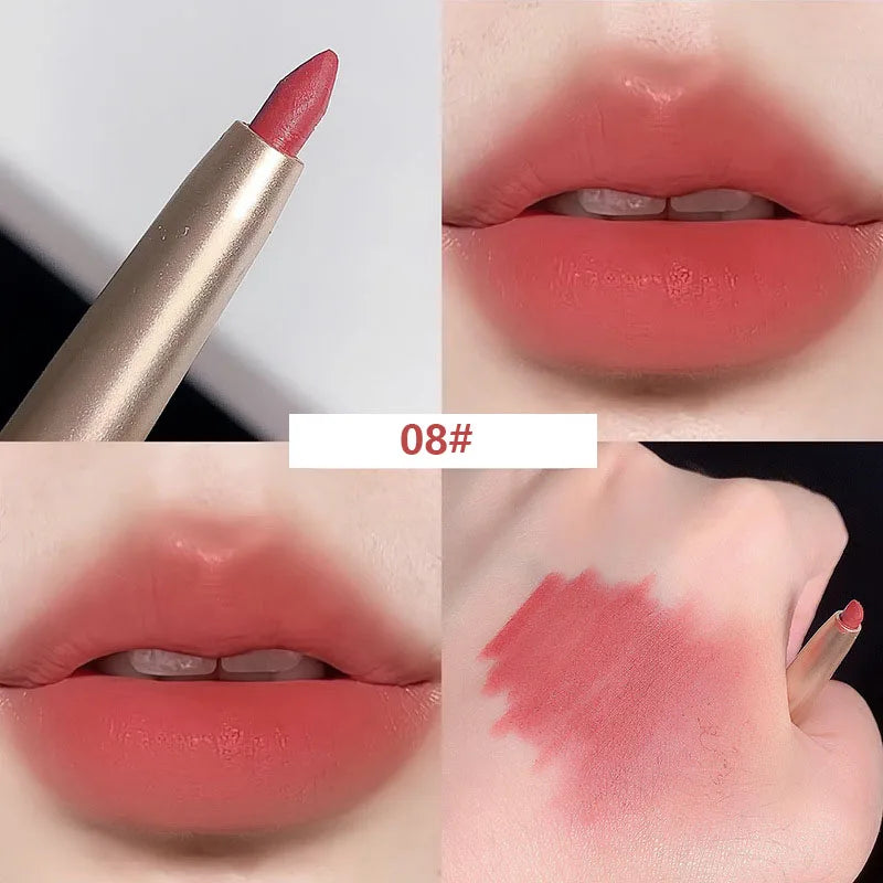 Ihomed Auto Rotate Red Lip Liner Pencil Stick Makeup Long Lasting Lipstick Pencil Waterproof Moisturizing Lipstick Pencil Korean Makeup