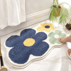 Ihomed Flowers Tufting Bathroom Mat Soft Fluffy Rug Bedroom Bedside Carpet Doormat Floor Anti Slip Pad Aesthetic Home Room Decor