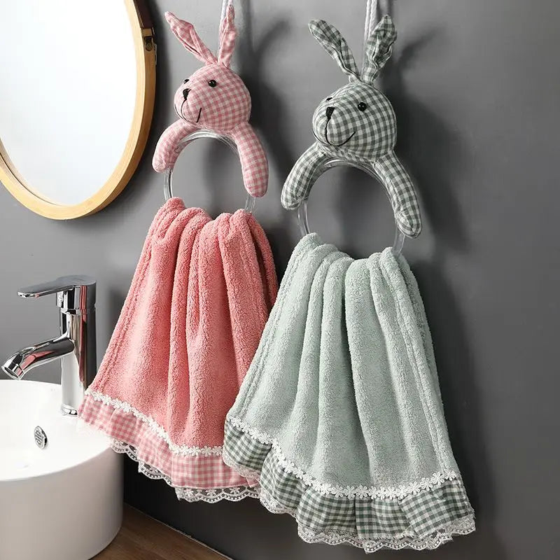 Ihomed Circular Rabbit Hand Towel Hanging Quick Drying Handkerchief Kitchen Bathroom Acceesories Household Microfiber Towel Cute 2025