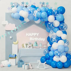 Ihomed 42pcs Blue Confetti Latex Balloons Birthday Party Decorations Adult Kids Boy Baby Shower Wedding Anniversary Globos Supplies